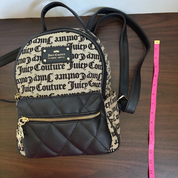 Juicy Couture Heartbreaker Small Backpack Beige/Black Gothic - Picture 6 of 10